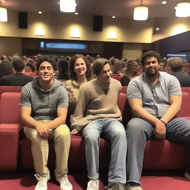 Before the movie started, the friends sat in the cinema lobby, enjoying some chin wagging about their favorite actors and upcoming film releases.