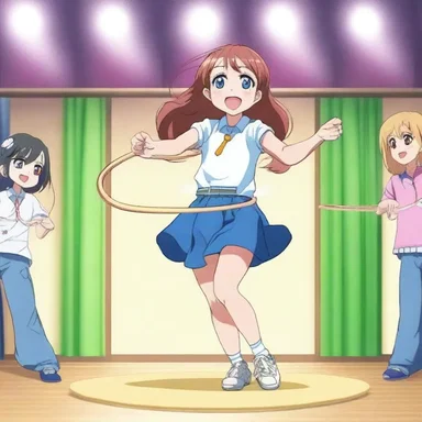In the anime series, the main character demonstrates impressive hula-hoop skills during a talent show.