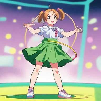 In the anime series, the main character demonstrates impressive hula-hoop skills during a talent show.