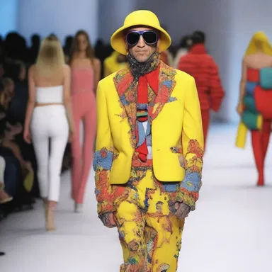 The fashion designer showcased a collection of gonzo outfits that turned heads on the runway.