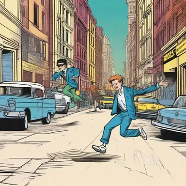 The comic strip portrayed a vivace scene where the characters were engaged in a fast-paced chase through the city streets.