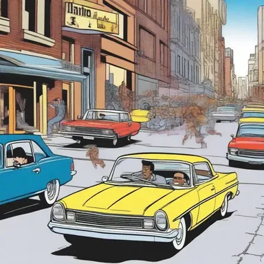 The comic strip portrayed a vivace scene where the characters were engaged in a fast-paced chase through the city streets.