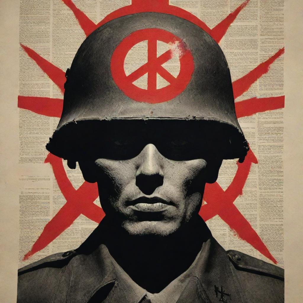 Create a series of intense anti-war posters, using strong visual elements and symbols to highlight the devastating consequences and disadvantages of warfare.