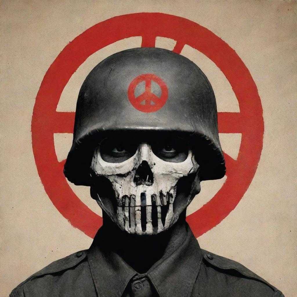 Create a series of intense anti-war posters, using strong visual elements and symbols to highlight the devastating consequences and disadvantages of warfare.