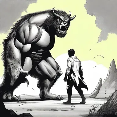 As the hero faced the monster, his resolve began to waver.