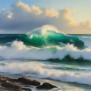 The artist captured the essence of the ocean by depicting the waver of the waves.