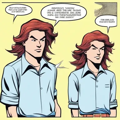 In the comic strip, the character's hair was drawn with a subtle waver to indicate movement.