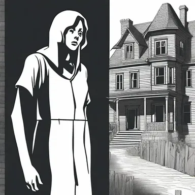 The protagonist's waver while deciding whether to enter the haunted house adds tension to the horror story.