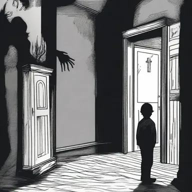 The protagonist's waver while deciding whether to enter the haunted house adds tension to the horror story.