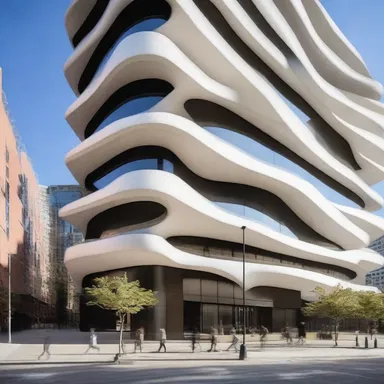 The architect incorporated a waver-inspired element into the design of the building's facade, creating a dynamic and waving effect.