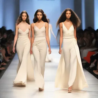 The fashion show featured models walking down the runway in garments designed to waver and create a flowing effect.