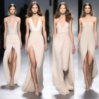The flowing dress had a wavered hemline that created a captivating and dynamic look on the runway.