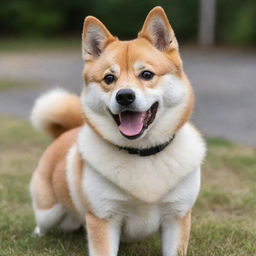 A cute, playful and adorable doge with sparkling eyes and a wagging tail.