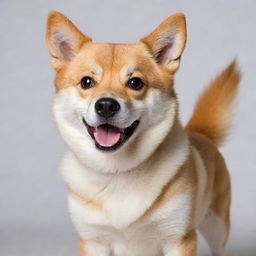 A cute, playful and adorable doge with sparkling eyes and a wagging tail.