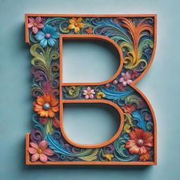 A stylish and ornately designed letter 'S' in vivid colours with intricate detailing.