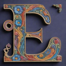 A stylish and ornately designed letter 'S' in vivid colours with intricate detailing.