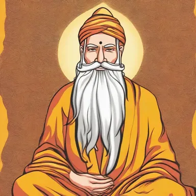 In the cartoon, the sannyasi is depicted as a wise and spiritual character with a long beard and saffron-colored robes.