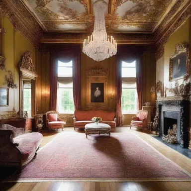 The self-aggrandising mansion boasted opulent and ostentatious decorations.