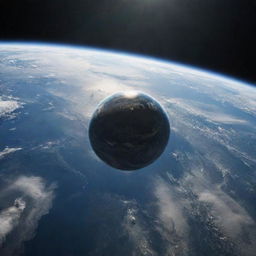 An impressive view of Earth from space with an approaching spaceship, creating a mind-blowing scene.