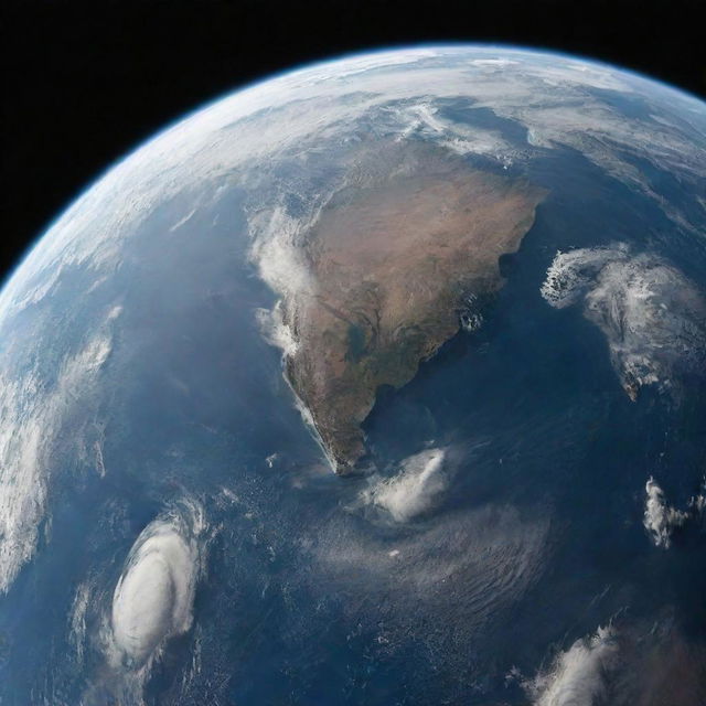 An impressive view of Earth from space with an approaching spaceship, creating a mind-blowing scene.