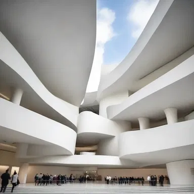 The modern architectural design of the Guggenheim Museum in New York City is characterized by its distinctive pileus-shaped roof, which adds a unique and artistic touch to the building's overall appearance.