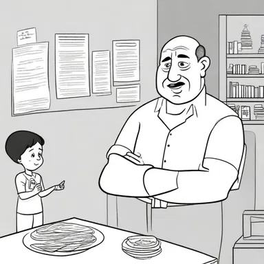 In the cartoon, the protagonist rationalised his actions by explaining how they would benefit everyone in the long run.