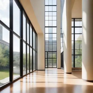 The architect designed the building with optimism, incorporating large windows to let in natural light and creating open, airy spaces.