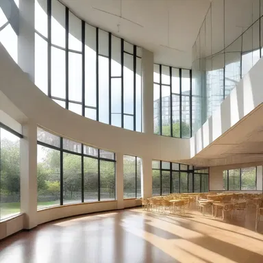 The architect designed the building with optimism, incorporating large windows to let in natural light and creating open, airy spaces.