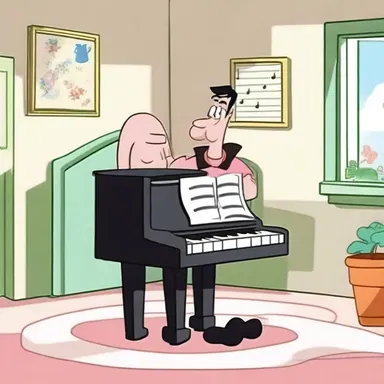 The background music in the cartoons was cheerful and lively, with piano music playing in the intro.