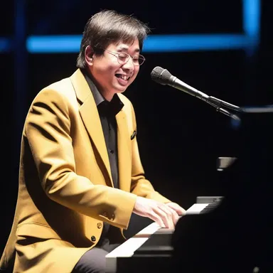 During the stand-up comedy show, the pianist added humorous piano music to complement the comedian's jokes.
