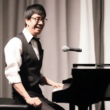 During the stand-up comedy show, the pianist added humorous piano music to complement the comedian's jokes.