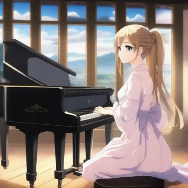 The dramatic anime scene was intensified by the hauntingly beautiful piano music playing in the background.
