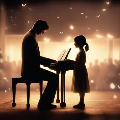The touching and emotional movie scene was accompanied by soft piano music, adding to the overall atmosphere.