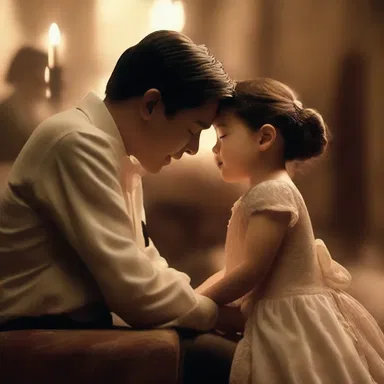 The touching and emotional movie scene was accompanied by soft piano music, adding to the overall atmosphere.