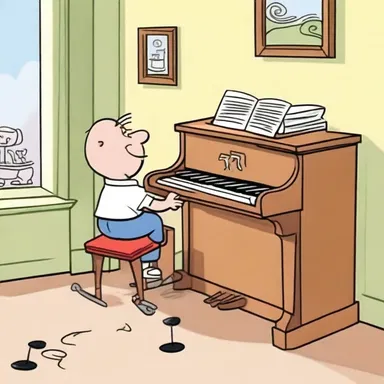 The background music in the cartoon was a lively piano music playing in the background.