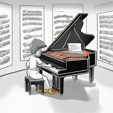 The background music in the cartoon was a lively piano music playing in the background.