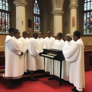 The church choir performed a beautiful piano music as part of the religious service.