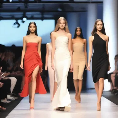 The runway models showcased the latest designer outfits while piano music filled the air at the fashion show.