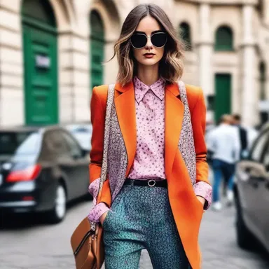 The mix of colors and patterns in the outfit surprisingly get along well and create a unique and trendy style.