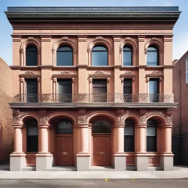 The parody of the traditional Victorian style in the building's façade created a whimsical and humorous effect.