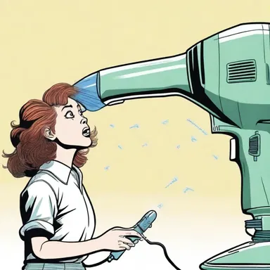 In the parody of science fiction films, the protagonist battles aliens with a hairdryer instead of a ray gun.