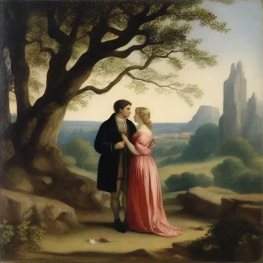 The lovers gazed at the enchanting landscape painted by an old master.