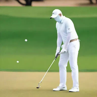 As the golfer placed the ball on the golf tee, a ghostly figure appeared and knocked the ball off, sending shivers down his spine.