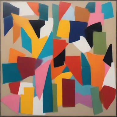 The artist used abstract shapes and colors to justify the emotions he wanted to convey in his painting.