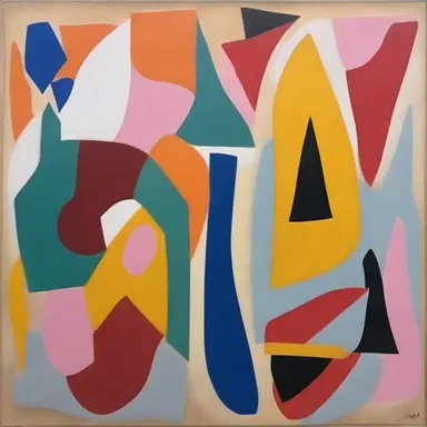 The artist used abstract shapes and colors to justify the emotions he wanted to convey in his painting.