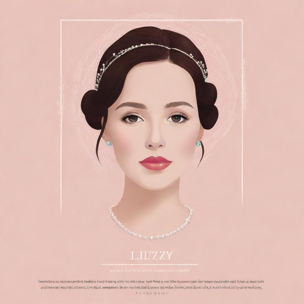 Generate an elegant, visually stunning poster featuring a personalized AI representation of Lizzy. Incorporate design elements that capture her essence, complemented by a heartfelt, inspirational quote.