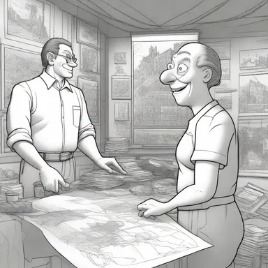 In the animation studio, the artist depicted the intricate details of the squinch in the background of the scene.