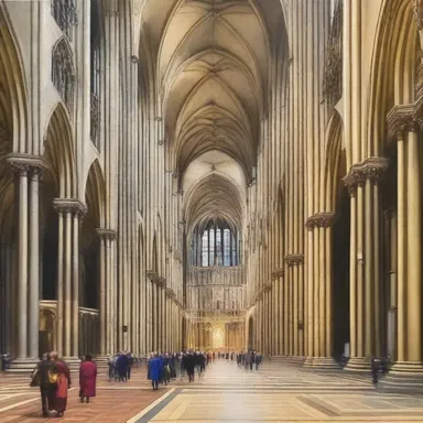 The gallery showcased a stunning painting of a cathedral with a beautifully crafted squinch.