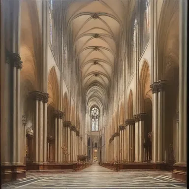 The gallery showcased a stunning painting of a cathedral with a beautifully crafted squinch.