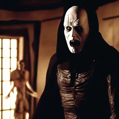 The horror movie had a terrifying scene where the villain would squinch their eyes before attacking.